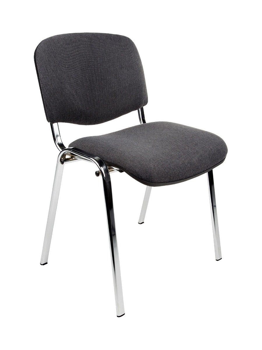 Vergader - Kantinestoel ISO.Antraciet-Stof-Chroom frame