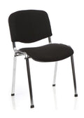Vergader -Kantinestoel ISO.Zwart-Semi Leder-Chroom