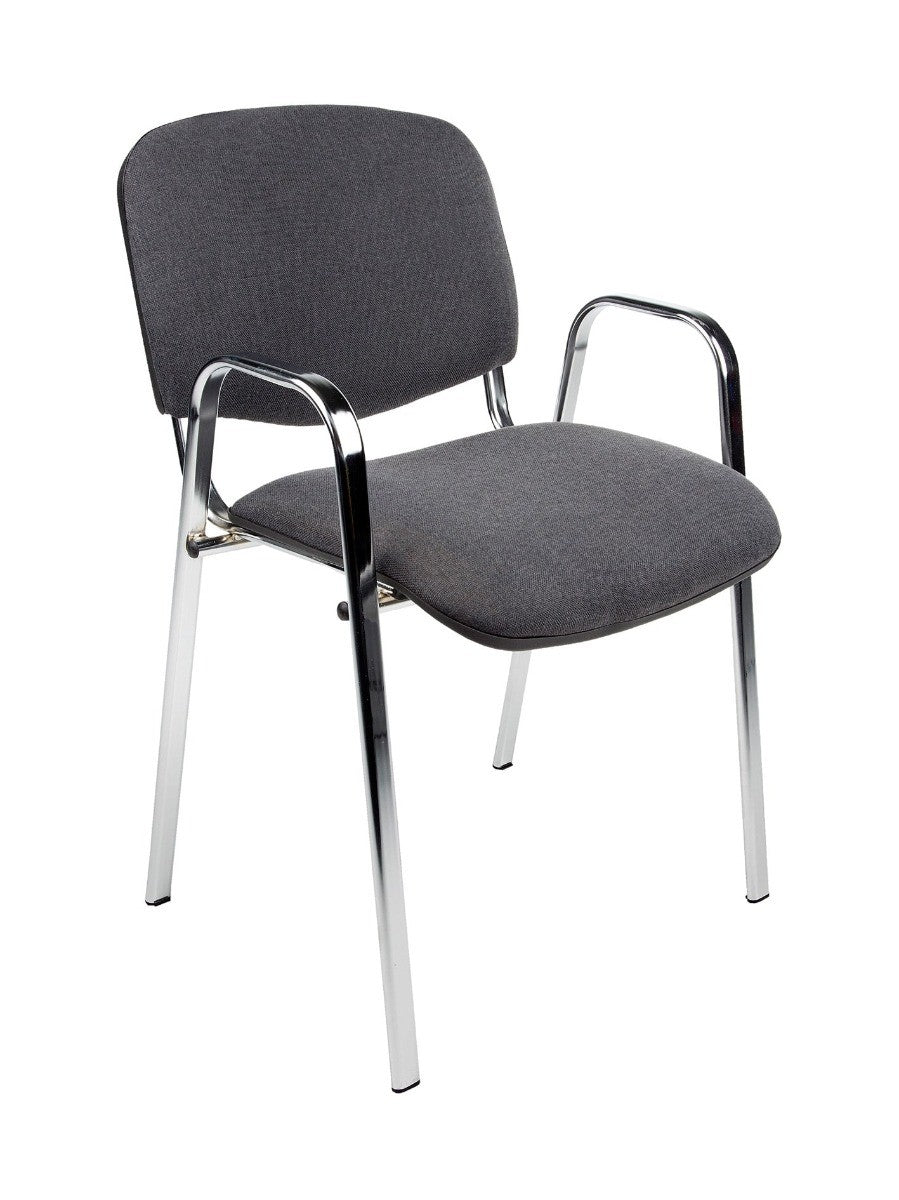 vergaderstoel MILOS-Zwart-Stof-Chroom frame