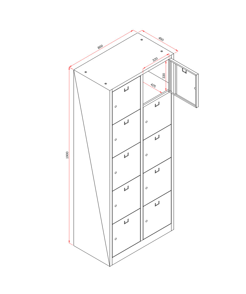 Lockerkast SHC.10.MUNTSLOT-Grijs/Antraciet