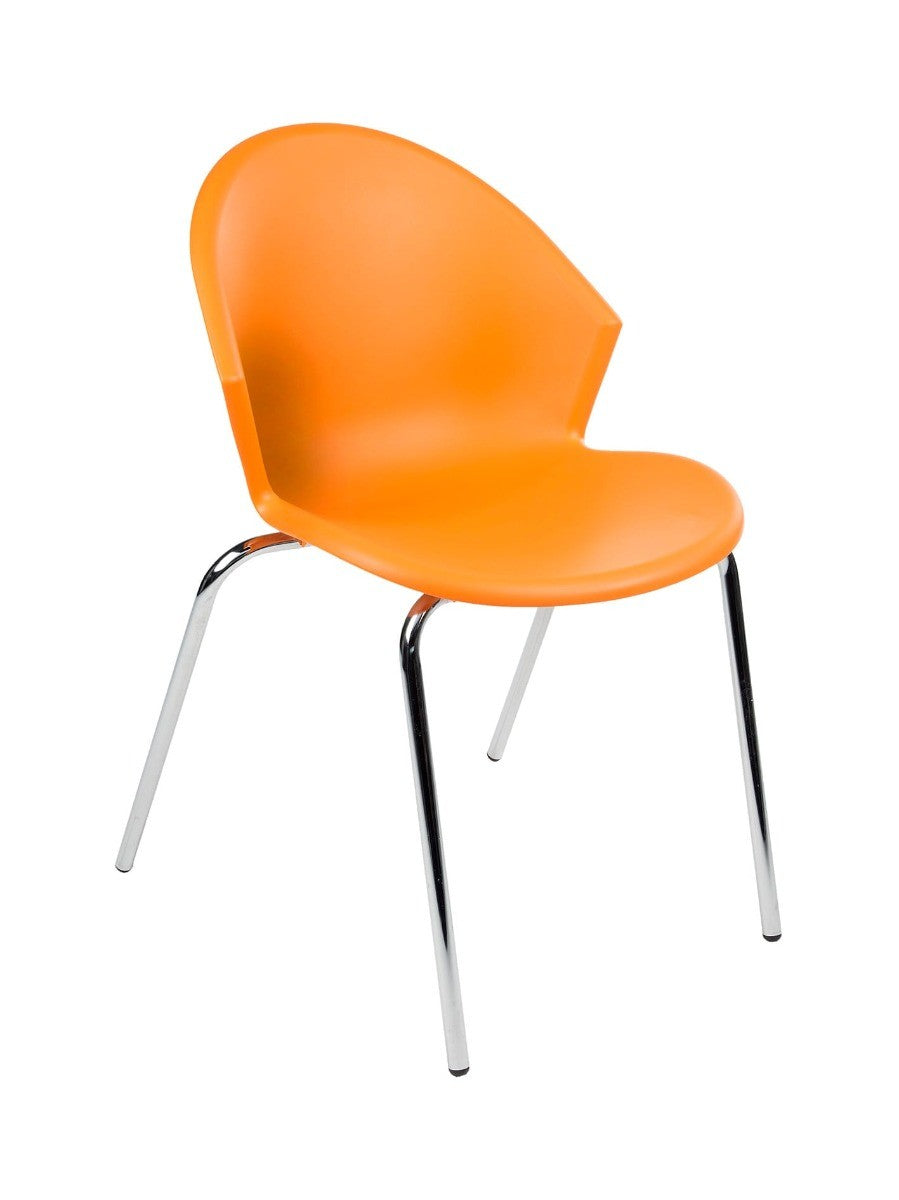 Kantinestoel SMILE-Oranje-Chroom frame